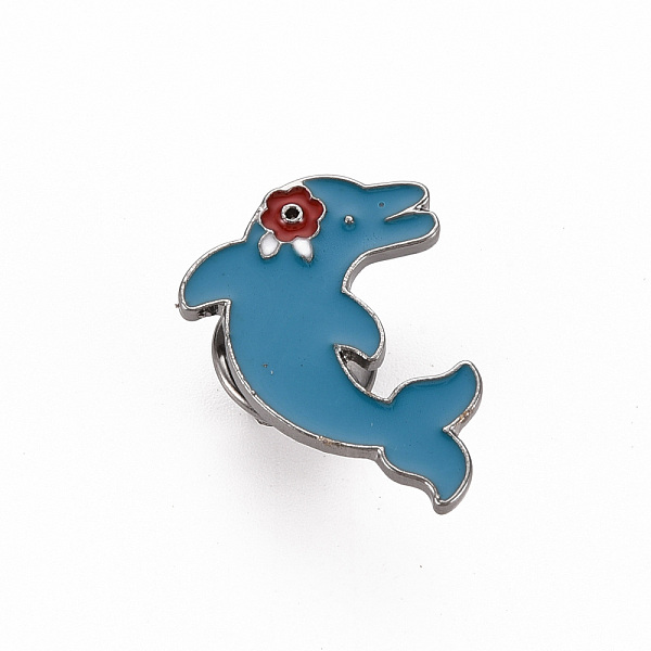 

PandaHall Rack Plating Alloy Enamel Brooches, Enamel Pins, with Brass Butterfly Clutches, Dolphin with Flower, Cadmium Free & Nickel Free &...