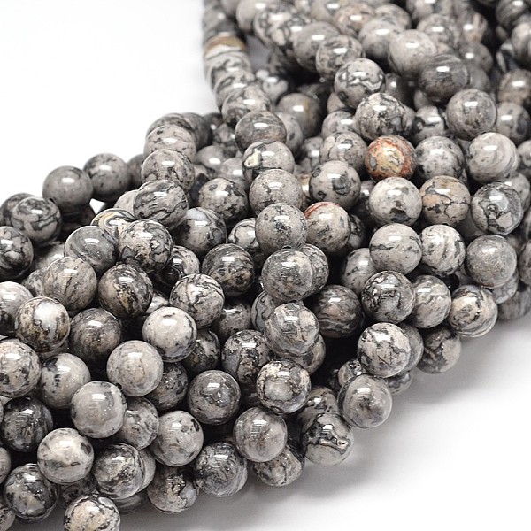 

PandaHall Natural Map Stone Beads Strands, Round, Picasso Jasper Beads, 6mm, Hole: 1mm, about 62pcs/strand, 15.7 inch Map Stone Round