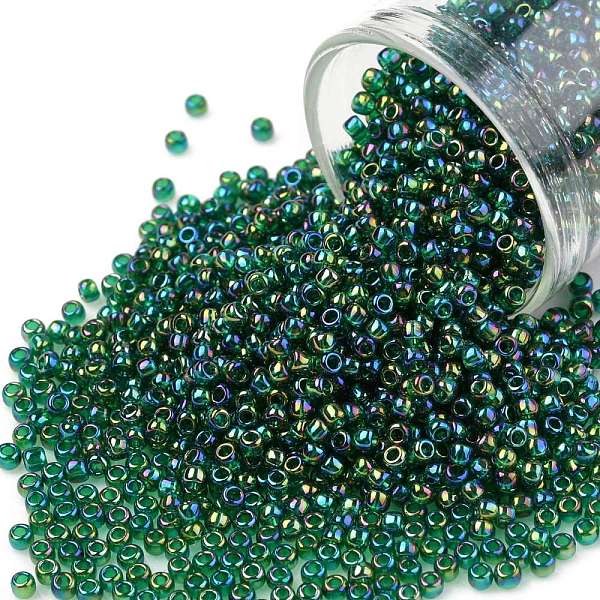 

PandaHall TOHO Round Seed Beads, Japanese Seed Beads, (179) Transparent AB Green Emerald, 11/0, 2.2mm, Hole: 0.8mm, about 5555pcs/50g Glass...