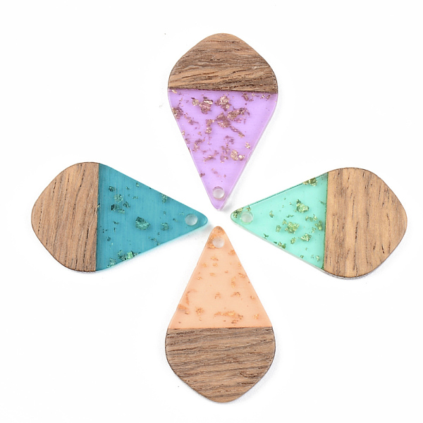 

PandaHall Transparent Resin & Walnut Wood Pendants, with Gold Foil, Teardrop, Mixed Color, 28x17.5x3mm, Hole: 1.8mm Resin+Wood Teardrop..., Multicolor