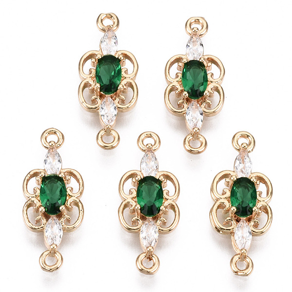 

PandaHall Brass Micro Pave Cubic Zirconia Links Connectors, with Glass, Long-Lasting Plated, Light Gold, Butterfly, Sea Green, 17.5x7x3mm...