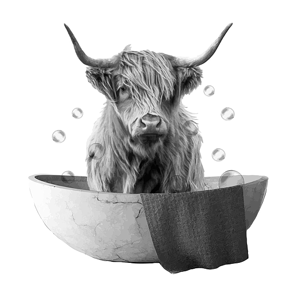 

PandaHall SUPERDANT Bathroom Wall Stickers Cute Bos Grunniens Wall Decal with Bubbles for Shower Room Kids Bathroom Vinyl Wall Art Decals...