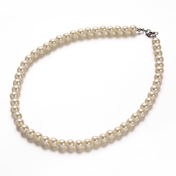 Edelstahl Gefärbtes Glas Perle Runde Perlen Und Armbänder Schmuck-Sets