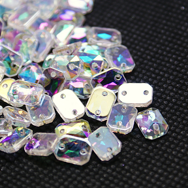 

PandaHall Sew on Rhinestone, Taiwan Acrylic Rhinestone, Two Holes, Garments Accessories, Faceted, Rectangle, Colorful, 18x13x4mm, Hole: 1mm...