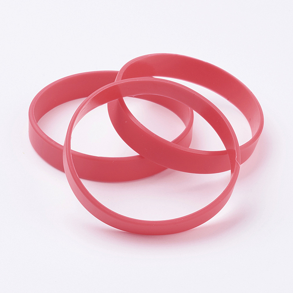 

PandaHall Silicone Wristbands Bracelets, Cord Bracelets, Red, 7-1/8 inch(18cm), 12x2mm Silicone Red