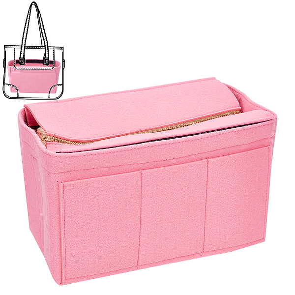 

PandaHall Wool Felt Bag Organizer Inserts, with Nylon and Alloy Zipper, Handbag & Tote Shaper Bag Accessories, Rectangle, Hot Pink...