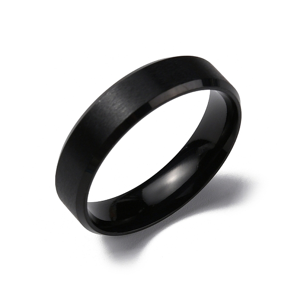 

PandaHall Vacuum Plating Matte Style 304 Stainless Steel Wide Band Finger Rings for Women Men, Plain Band Rings, Electrophoresis Black, 6mm...