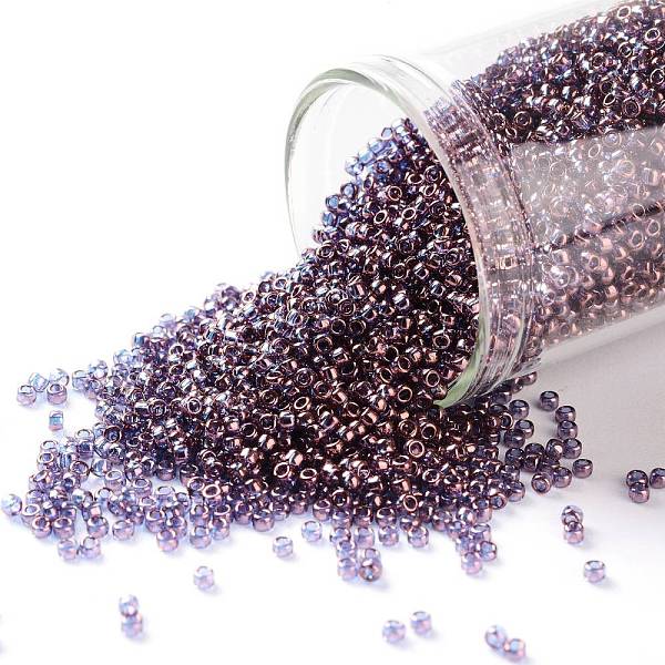 

PandaHall TOHO Round Seed Beads, Japanese Seed Beads, (201) Gold Luster Amethyst, 15/0, 1.5mm, Hole: 0.7mm, about 3000pcs/10g Glass Purple