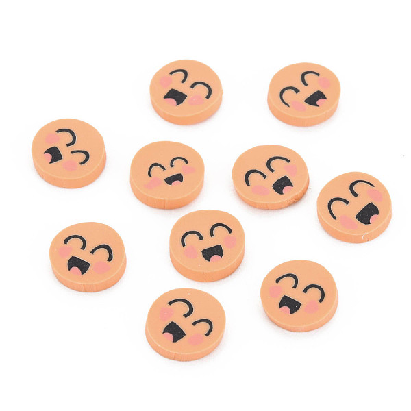 

PandaHall Handmade Polymer Clay Cabochons, Flat Round with Expression, Sandy Brown, 9~10x1~2mm, about 5000pcs/1000g Polymer Clay Flat Round