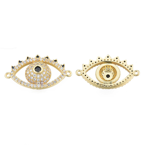 

PandaHall Brass Micro Pave Clear & Black Cubic Zirconia Connector Charms, Nickel Free, Eye, Real 18K Gold Plated, 14.5x24.5x4.5mm, Hole: 1mm...