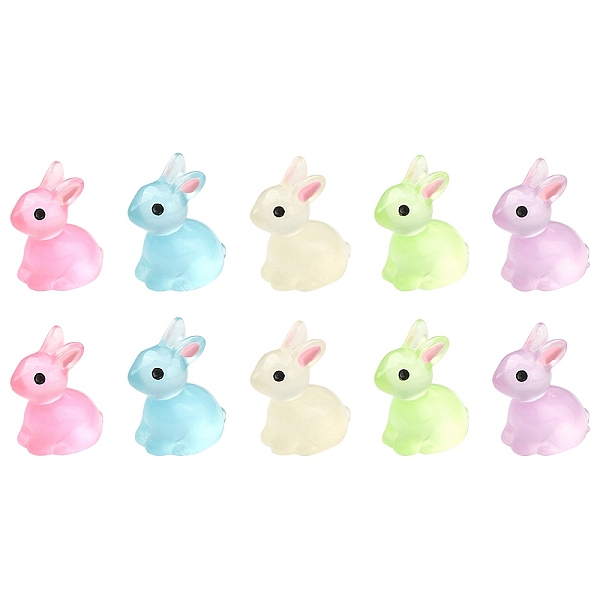 

PandaHall 10Pcs 5 Colors Luminous Resin Display Decoration, Glow in the Dark Ornaments, Rabbit, Mixed Color, 21x14.5x22.5mm, 2pcs/color..., Multicolor