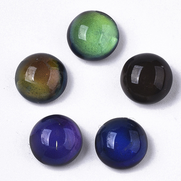 

PandaHall Translucent Glass Cabochons, Changing Color Mood Cabochons, Half Round/Dome, Black, 8x5mm Glass Half Round Black