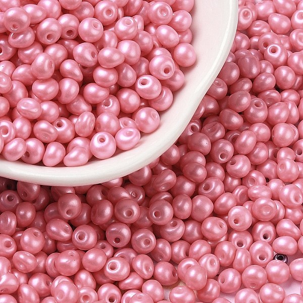 

PandaHall 6/0 Glass Seed Beads, Opaque Colours Luster, Teardrop, Pearl Pink, 4~5x4~4.5x3~4mm, Hole: 0.8~0.9mm, about 5625pcs/pound Glass...