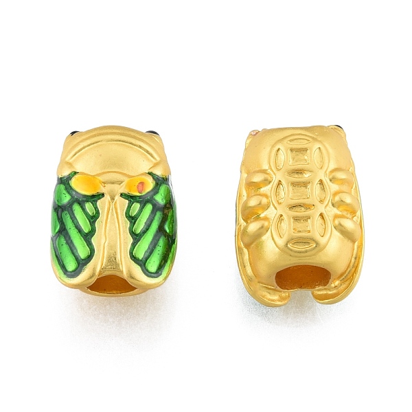 

PandaHall Alloy Enamel European Beads, Large Hole Beads, Matte Style, Cicada, Matte Gold Color, 13.5x9x7mm, Hole: 4mm Alloy+Enamel Insects
