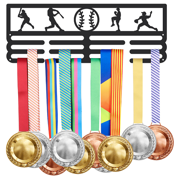 

PandaHall Fashion Iron Medal Hanger Holder Display Wall Rack, with Screws, Player Pattern, 150x400mm Iron Baseball
