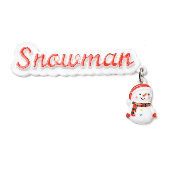 

PandaHall Christmas Theme Opaque Resin Cabochons, with Platinum Tone Iron Loops, Snowman, Orange Red, 75x45x6mm Resin Snowman