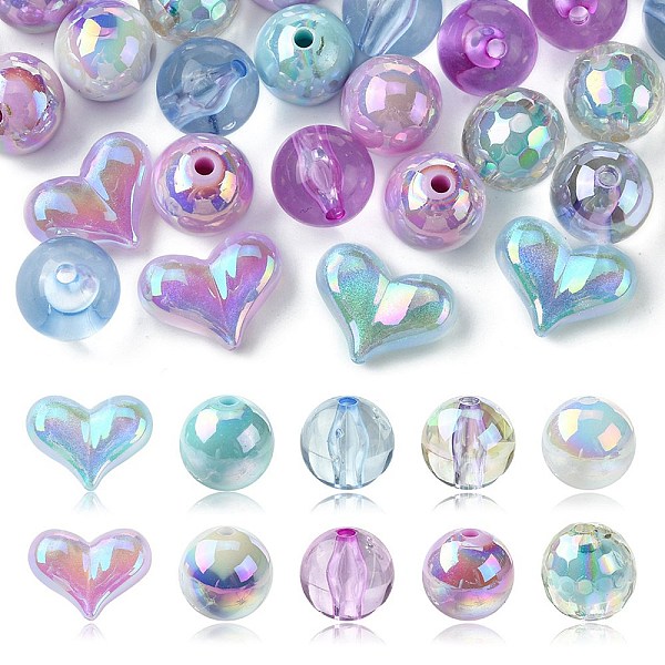 40Pcs 10 Styles Opaque Acrylic Beads