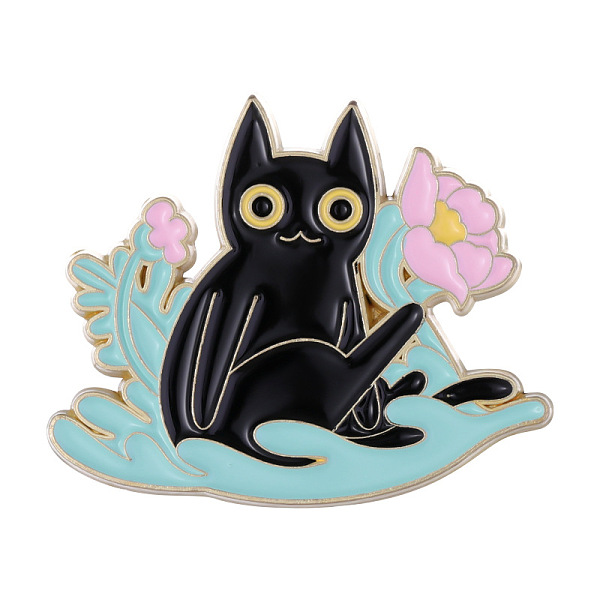

PandaHall Cat with Plant Enamel Pin, Alloy Animal Brooch for Clothes Backpack, Pink, 24.5x30mm Alloy+Enamel Pink