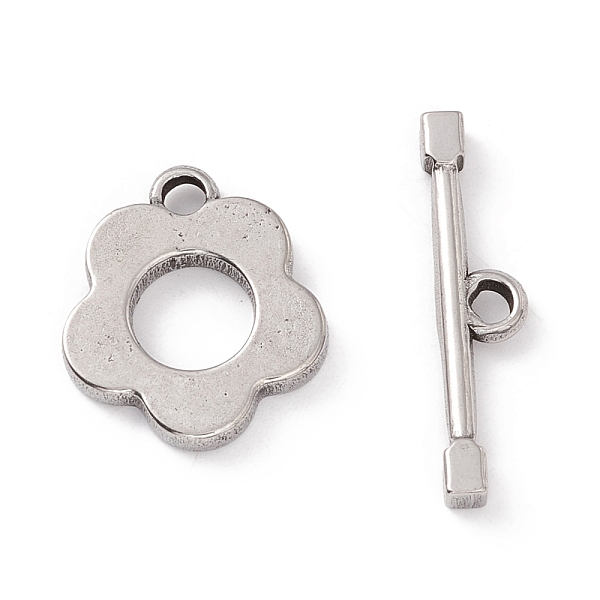

PandaHall 304 Stainless Steel Toggle Clasps, Flower, Stainless Steel Color, Flower: 17.5x15.5x2.5mm, Hole: 2.5mm, T-bar: 5.5x24x2.5mm, Hole...