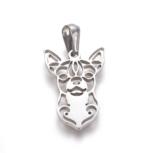 

PandaHall 304 Stainless Steel Puppy Pendants, Chihuahua Dog, Stainless Steel Color, 25x17x2mm, Hole: 3x6.8mm 304 Stainless Steel Dog