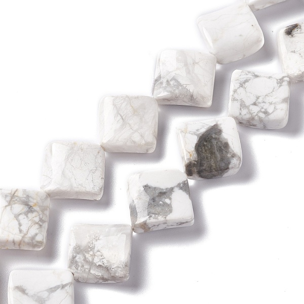 

PandaHall Natural Howlite Beads Strands, Twisted Rhombus, 19.5~20x19.5~20x5~6mm, side length: 15~16.5mm, Hole: 1.2mm, about 21pcs/strand...