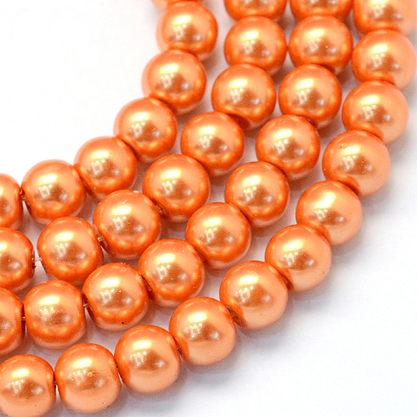 

PandaHall Baking Painted Pearlized Glass Pearl Round Bead Strands, Dark Orange, 6~7mm, Hole: 1mm, about 135~140pcs/strand, 31.4 inch Glass...