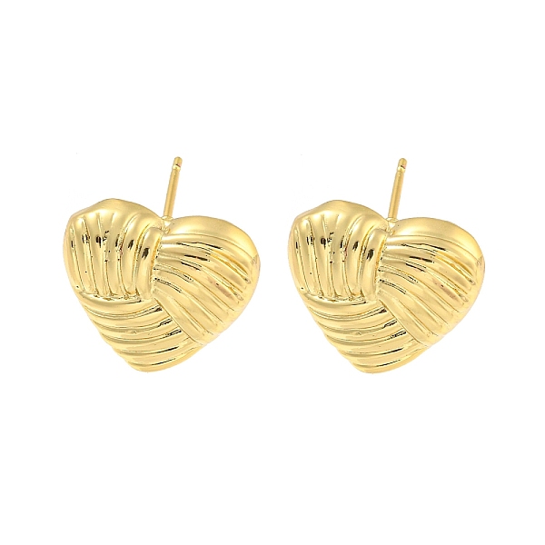

PandaHall Rack Plating Brass Stud Earring, Cadmium Free & Lead Free, Long-Lasting Plated, Heart with Stripe, Real 18K Gold Plated, 17x18mm...