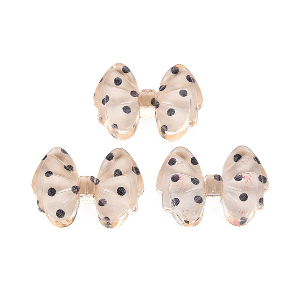 

PandaHall Transparent Acrylic Cabochons, Bowknot with Polka Dot Pattern, Wheat, 26.5x19.5x6.5mm Acrylic Bowknot Orange