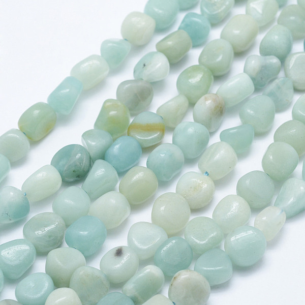 

PandaHall Natural Amazonite Beads Strands, Tumbled Stone, Nuggets, 7~10x6~9mm, Hole: 1mm, 15.7 inch(40cm) Amazonite Nuggets
