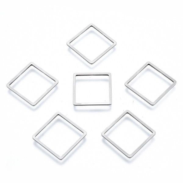 

PandaHall 201 Stainless Steel Linking Rings, Square, Stainless Steel Color, 16x16x1mm, Inner Diameter: 14x14mm 201 Stainless Steel Square