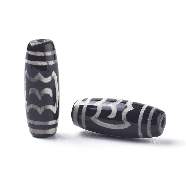 

PandaHall Tibetan Style Roc/Peng Pattern dZi Beads, Natural Agate, Dyed & Heated, Rice, 29.5~31x10~12mm, Hole: 1.5~2.8mm Tibetan Agate Rice