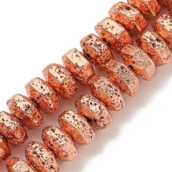 

PandaHall Electroplated Natural Lava Rock Beads Strands, Hexagon, Rose Gold Plated, 8x7x4.5mm, Hole: 1.5mm, about 93pcs/strand, 16.14''...