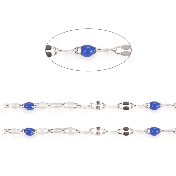 

PandaHall Handmade Stainless Steel Dapped Chains, Cable Chains, with Enamel and Spool, Soldered, Flat Oval, Long-Lasting Plated, Royal Blue...