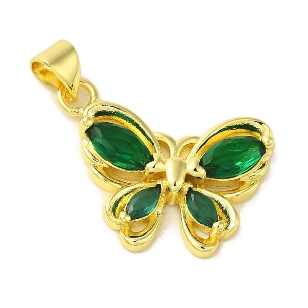

PandaHall Brass with Glass Pendants, Real 18K Gold Plated, Butterfly, Sea Green, 23x20x4mm, Hole: 5x3.5mm Brass+Glass Butterfly