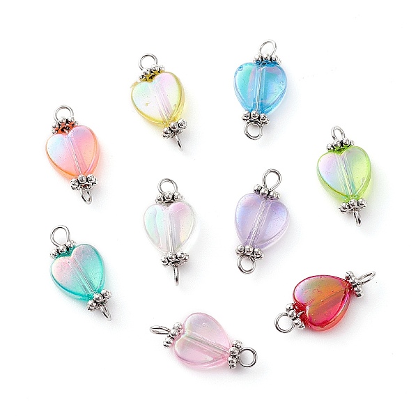 

PandaHall Transparent Acrylic Connector Charms, AB Color Heart Links with Eco-Friendly Antique Silver Plated Alloy Double Loops, Mixed Color..., Multicolor