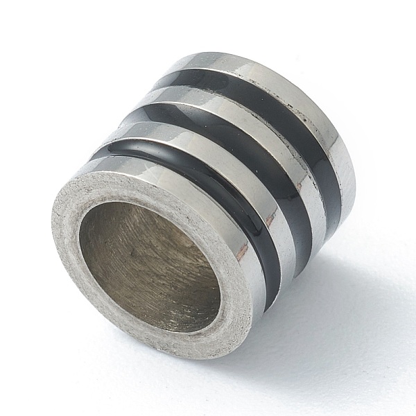 

PandaHall 304 Stainless Steel Beads, with Enamel, Column with Stripe Pattern, Stainless Steel Color, Black, 6.5x6.5mm, Hole: 3.5mm 304...