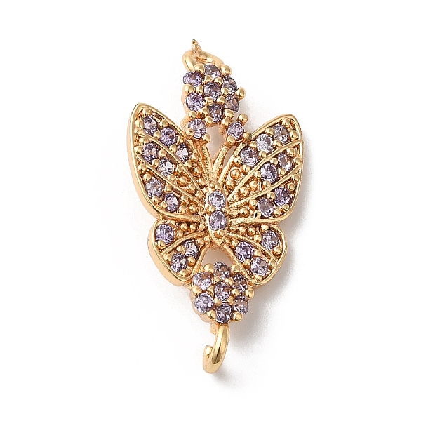 

PandaHall Brass Micro Pave Cubic Zirconia Connector Charms, Butterfly Links, Golden, Violet, 27x14x2.5mm, Hole: 1.5mm Brass+Cubic Zirconia..., Purple