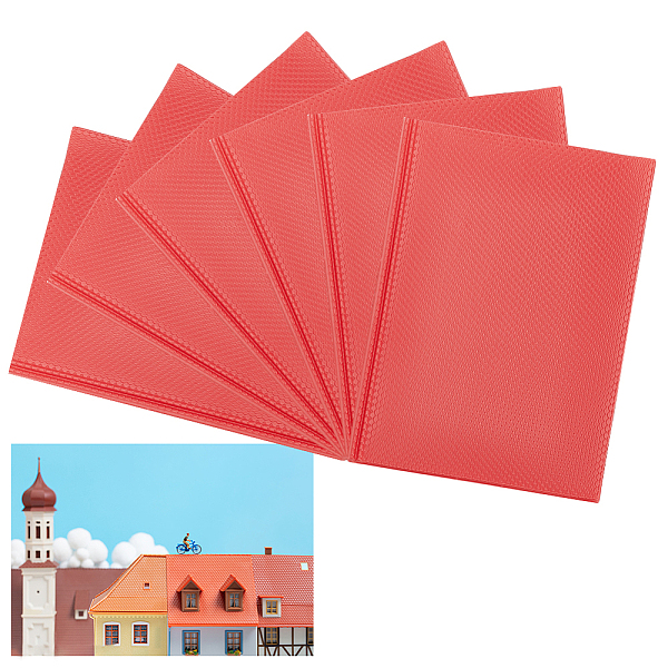 

PandaHall PVC Dollhouse Roof Tiles, Miniature Tiles Model Building Material, Sand Table Micro Landscape Accessories, Rectangle, Red...