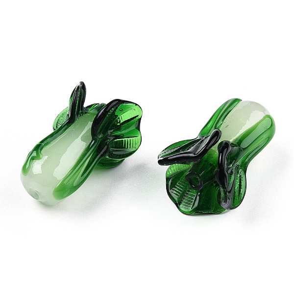 

PandaHall Handmade Lampwork Beads, Chinese Cabbage, Green, 35.5~38.5x25.5~29mm , hole: 3.5mm. Lampwork Vegetables Green
