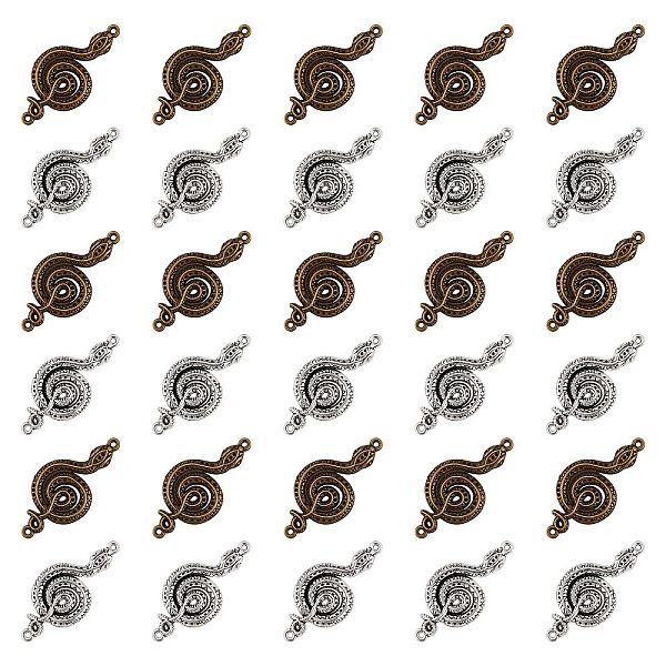 

PandaHall 30Pcs 2 Style Tibetan Style Alloy Pendants, Cadmium Free & Lead Free, Snake, Antique Bronze & Antique Silver, 50~50.5x23~24x3.5mm...