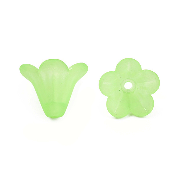 

PandaHall Frosted Acrylic Beads, Flower, Pale Green, 10x13.5mm, Hole: 1.8mm, about 1600pcs/500g Acrylic Flower
