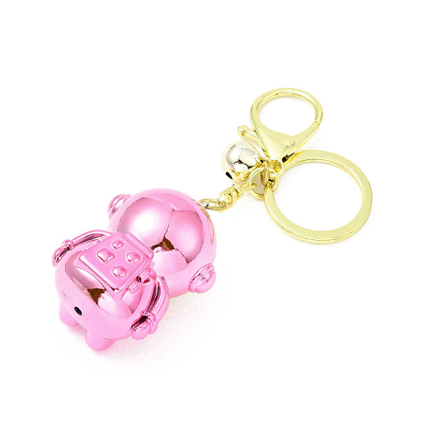 

PandaHall Acrylic Spaceman Pendant Keychain, with Light Gold Tone Alloy Findings and Sonance Brass Bell, Cadmium Free & Lead Free, Pink...