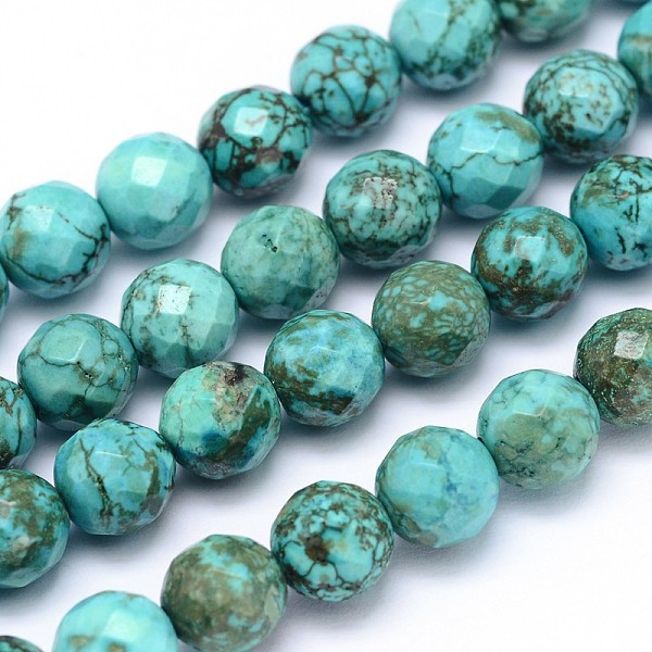 

PandaHall Natural Howlite Beads Strands, Dyed & Heated, Faceted, Round, Medium Turquoise, 8mm, Hole: 1mm, about 49pcs/strand, 15.3 inch..., Cyan