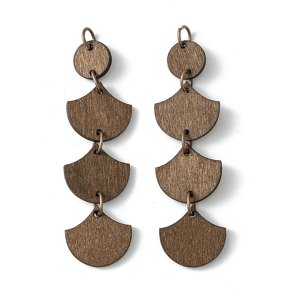 

PandaHall Flat Round & Fan Poplar Wood Big Pendants, with Iron Jump Ring, Coconut Brown, 70x19x2mm, Hole: 5mm Wood Fan