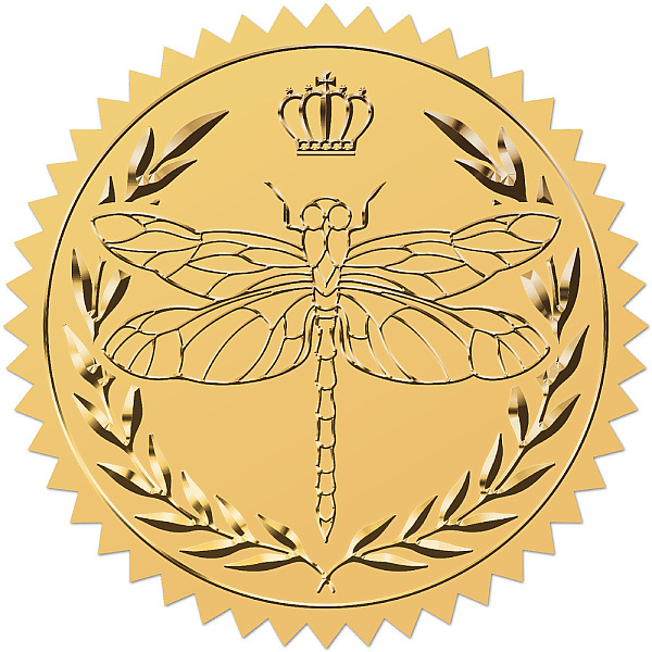 

PandaHall Self Adhesive Gold Foil Embossed Stickers, Medal Decoration Sticker, Dragonfly, 5x5cm Metal Dragonfly