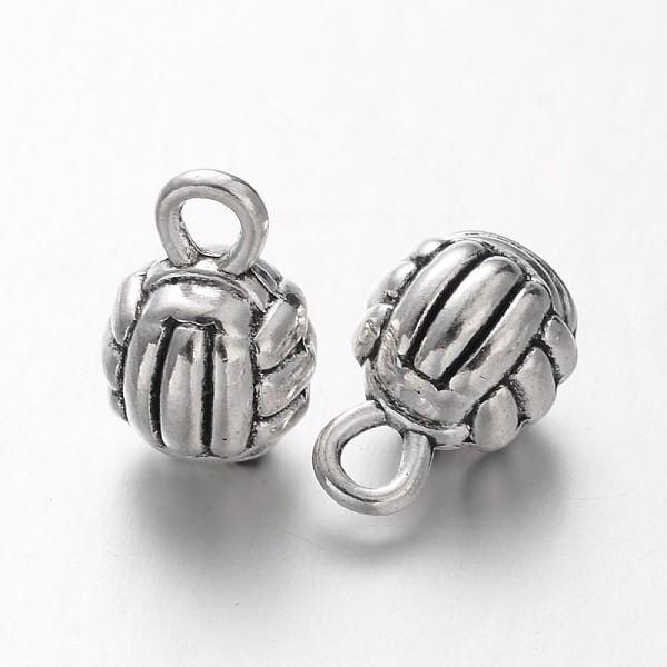 

PandaHall Sports Theme Tibetan Style Alloy Volleyball Charms, Cadmium Free & Lead Free, Antique Silver, 15x9x2mm, Hole: 4mm Alloy Sports