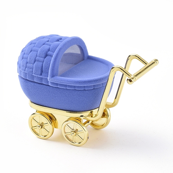 PandaHall Baby Carriage Shape Velvet Jewelry Boxes, Jewelry Storage Case, for Ring Earrings Necklace, Cornflower Blue, 8.5x4.2x6.4cm Velvet...