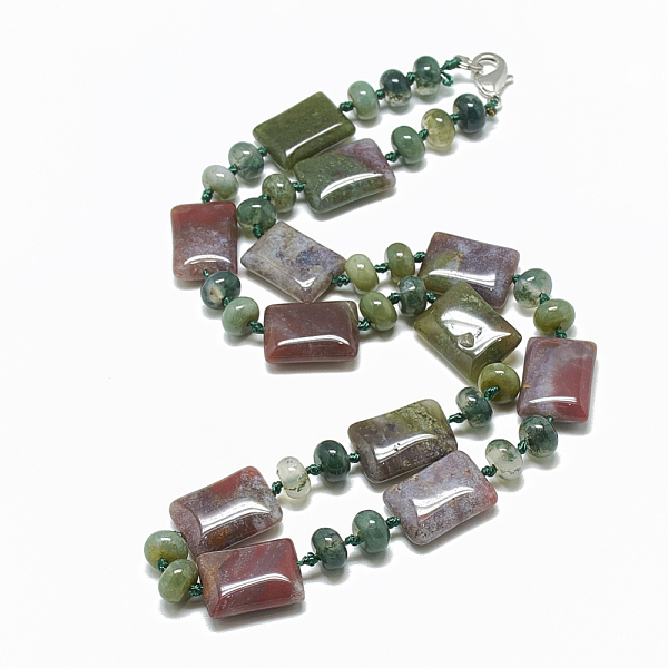 

PandaHall Natural Indian Agate Beaded Necklaces, with Alloy Lobster Clasps, Rectangle, 18.1 inch~18.5 inch(46~47cm), Rectangle...