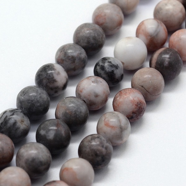 

PandaHall Natural Pink Zebra Jasper Beads Strands, Round, 6mm, Hole: 0.8mm, about 63pcs/strand, 14.76 inch(37.5cm) Zebra Jasper Round