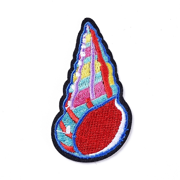 

PandaHall Computerized Embroidery Cloth Iron On/Sew On Patches, Costume Accessories, Appliques, Conch, Colorful, 70x39x1.5mm Cloth Shell...